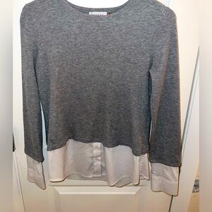 Calvin Klein Gray and White Layered Blouse